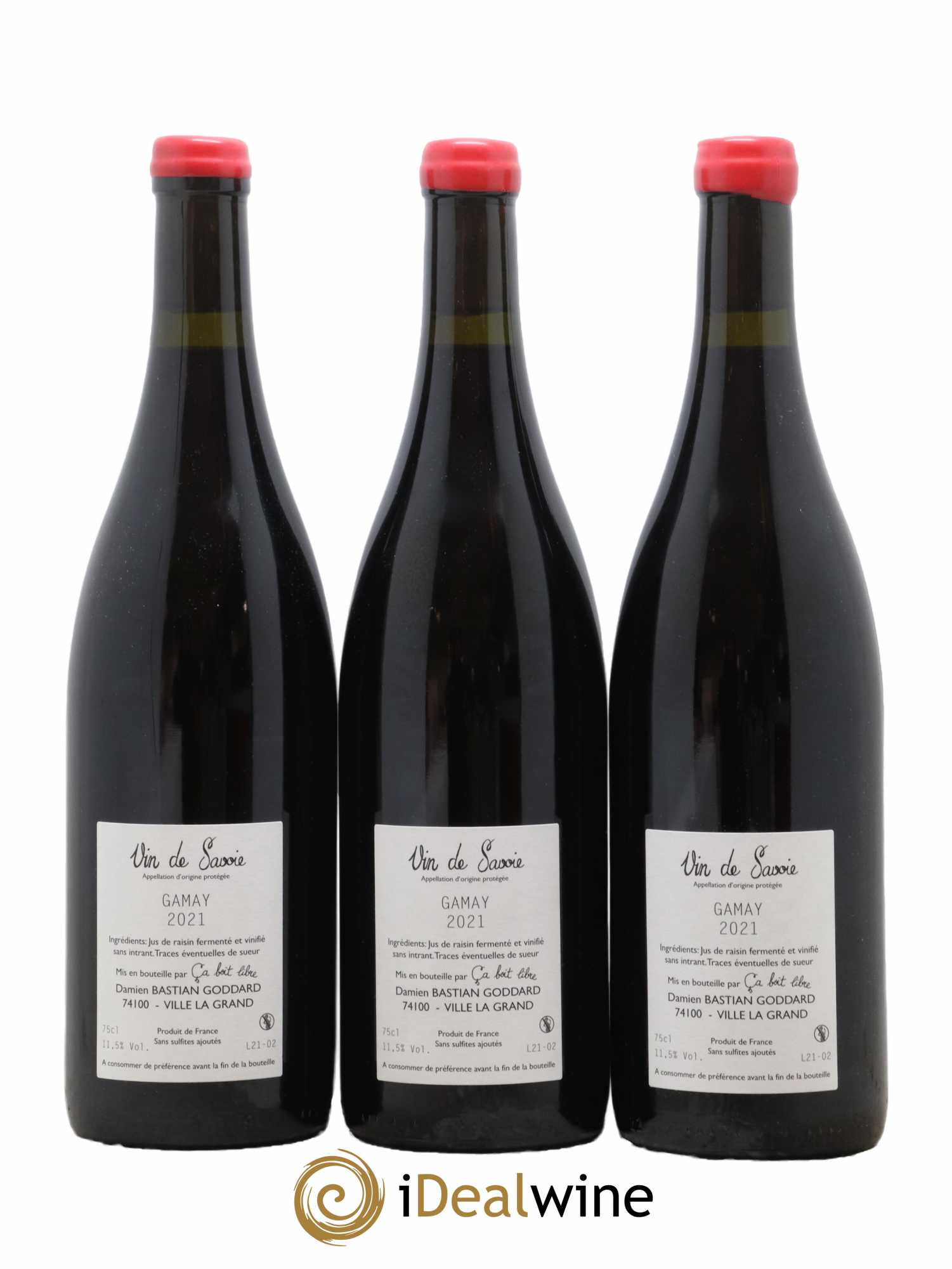 Vin de Savoie Ton rouge d'élevage Domaine Ca boit libre 2021 - Lot de 3 Bouteilles