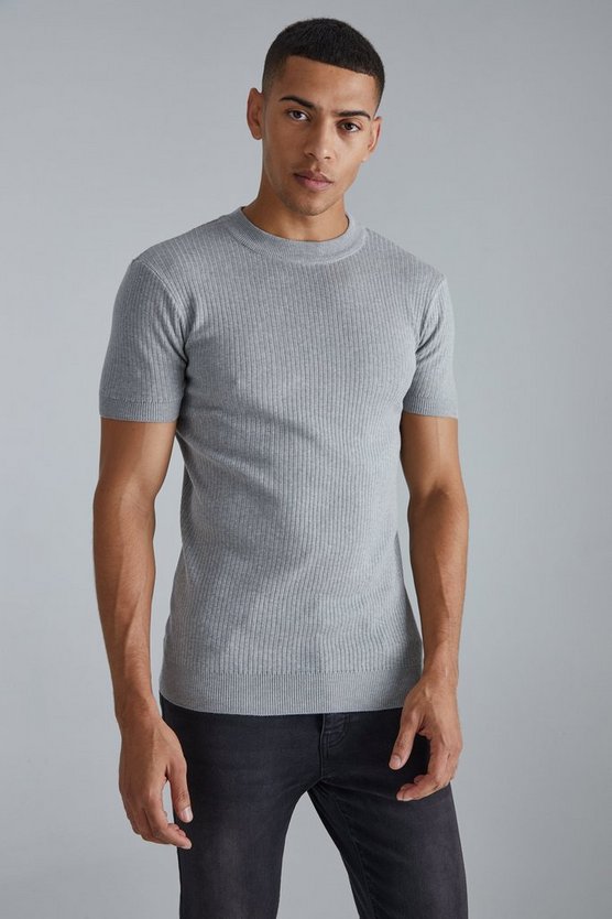 Kurzärmliges geripptes Muscle-T-Shirt