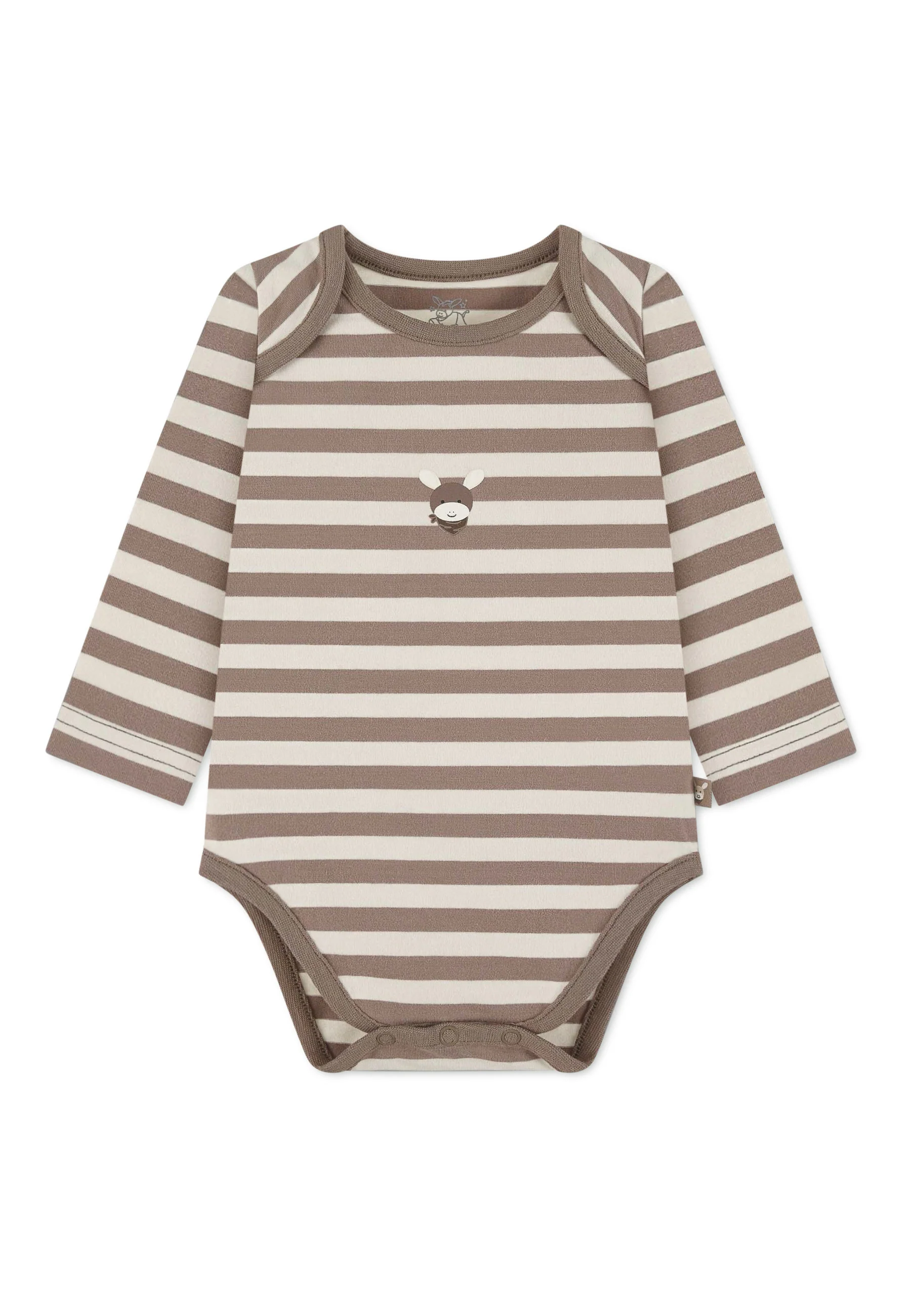GOTS Langarm-Body Esel Emmi, gestreifter Jersey