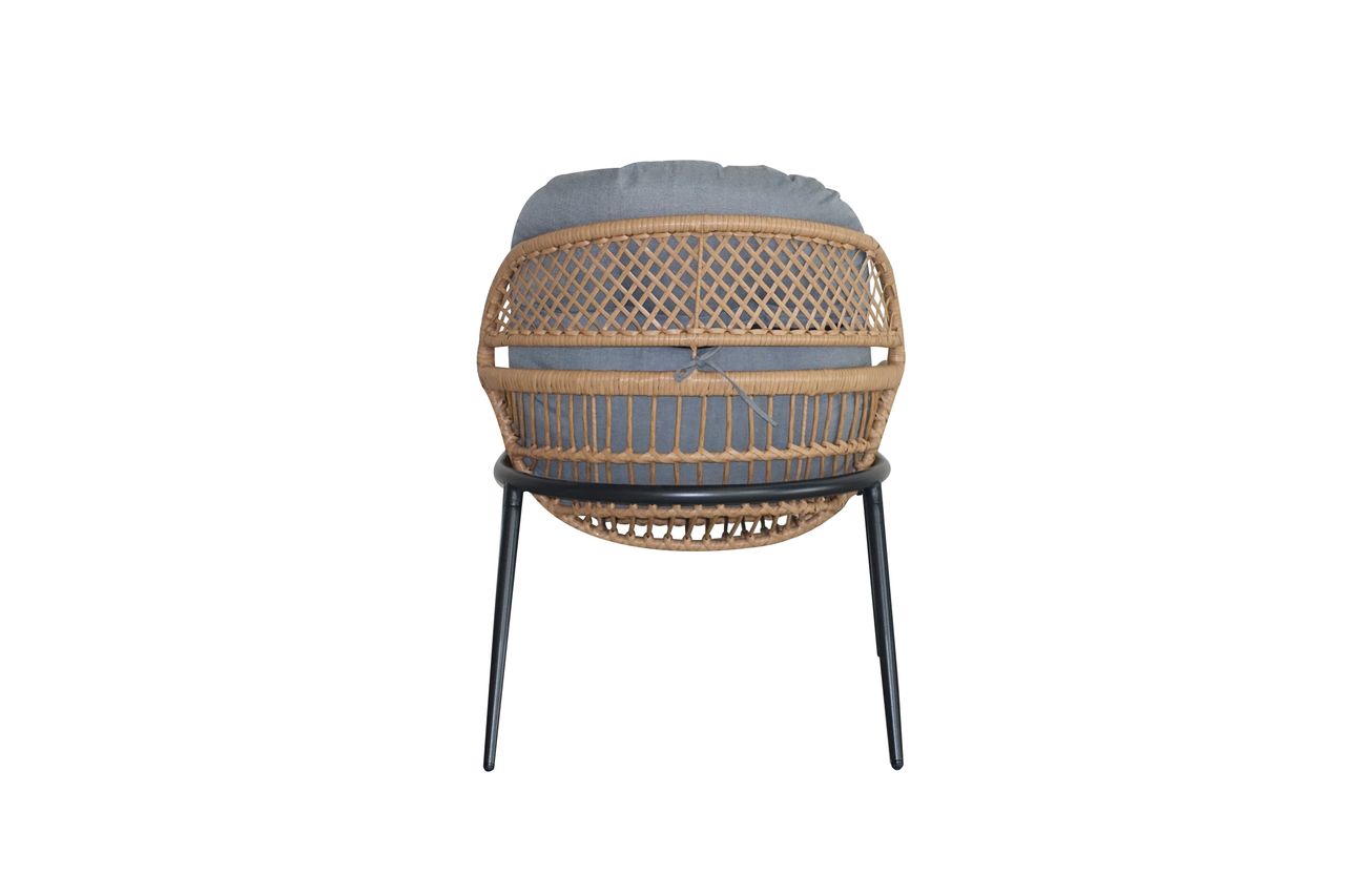 Happy Home Happy Home Dining-Set 3 tlg. HGS39-GRA helles Rattan mit Sitzkissen in grau