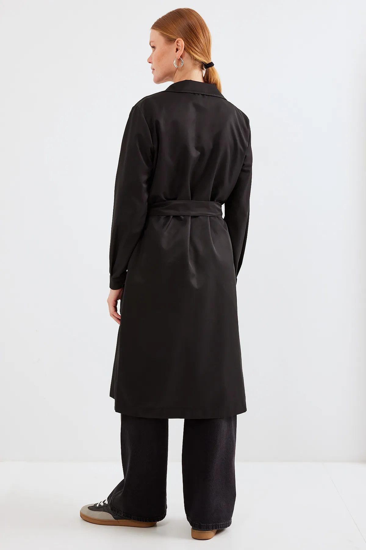 Bigdart  5853 Zweireihiger Trenchcoat mit Kragen – Schwarz