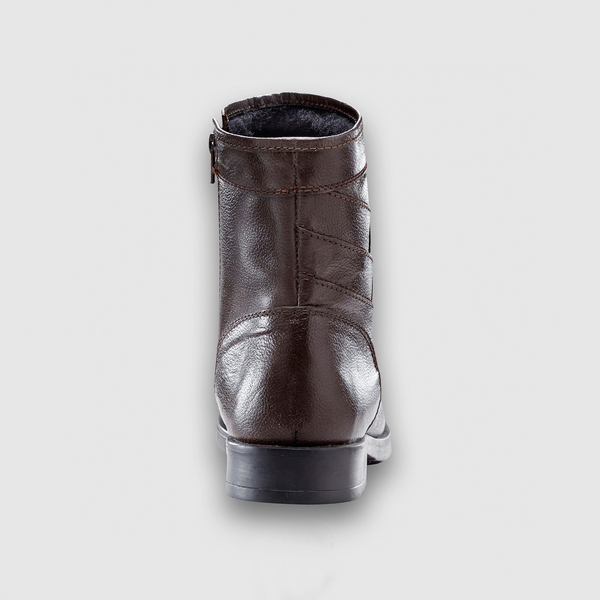 Botillons zippés cuir fourrés laine