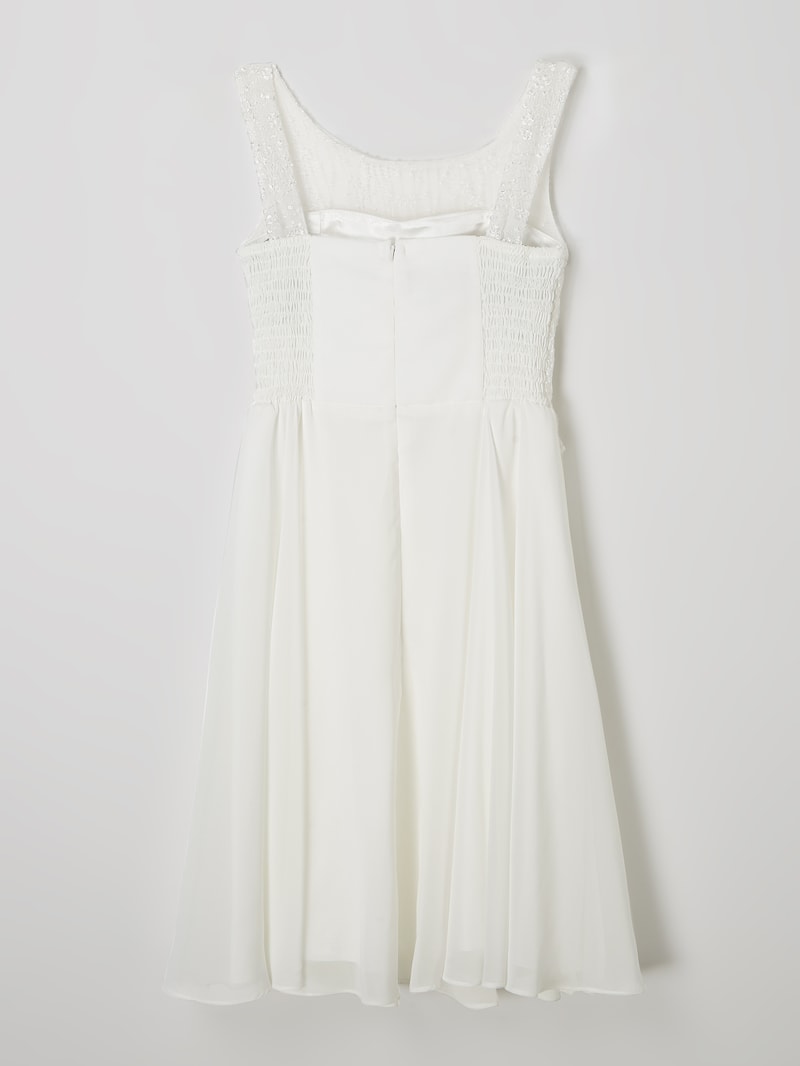 Kleid mit floralen Stickereien in ecru