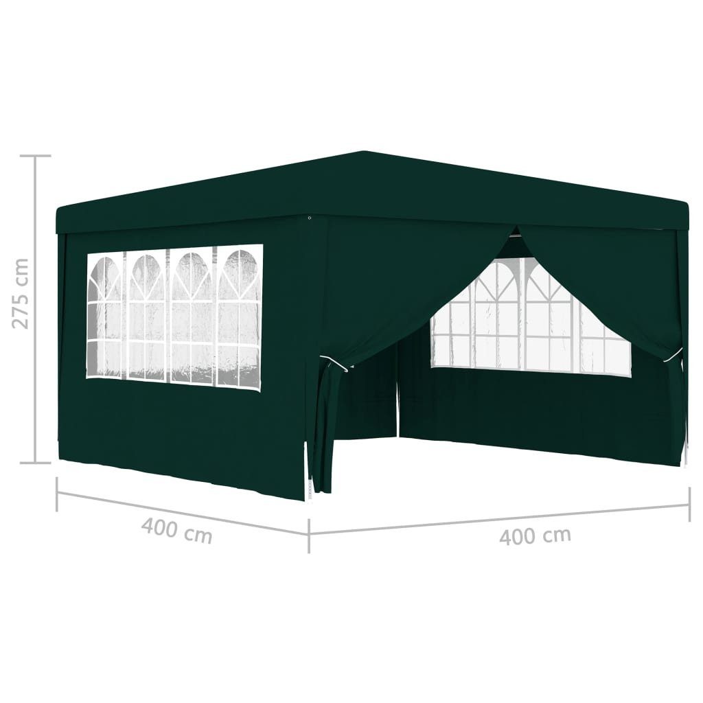 vidaXL Partyzelt Profi-Partyzelt mit Seitenwänden 4×4 m Grün 90 g/m²