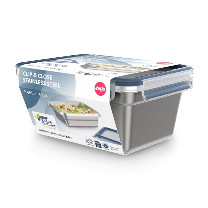 EMSA CLIP & CLOSE Edelstahl Frischhaltedose 2,0 l N11506