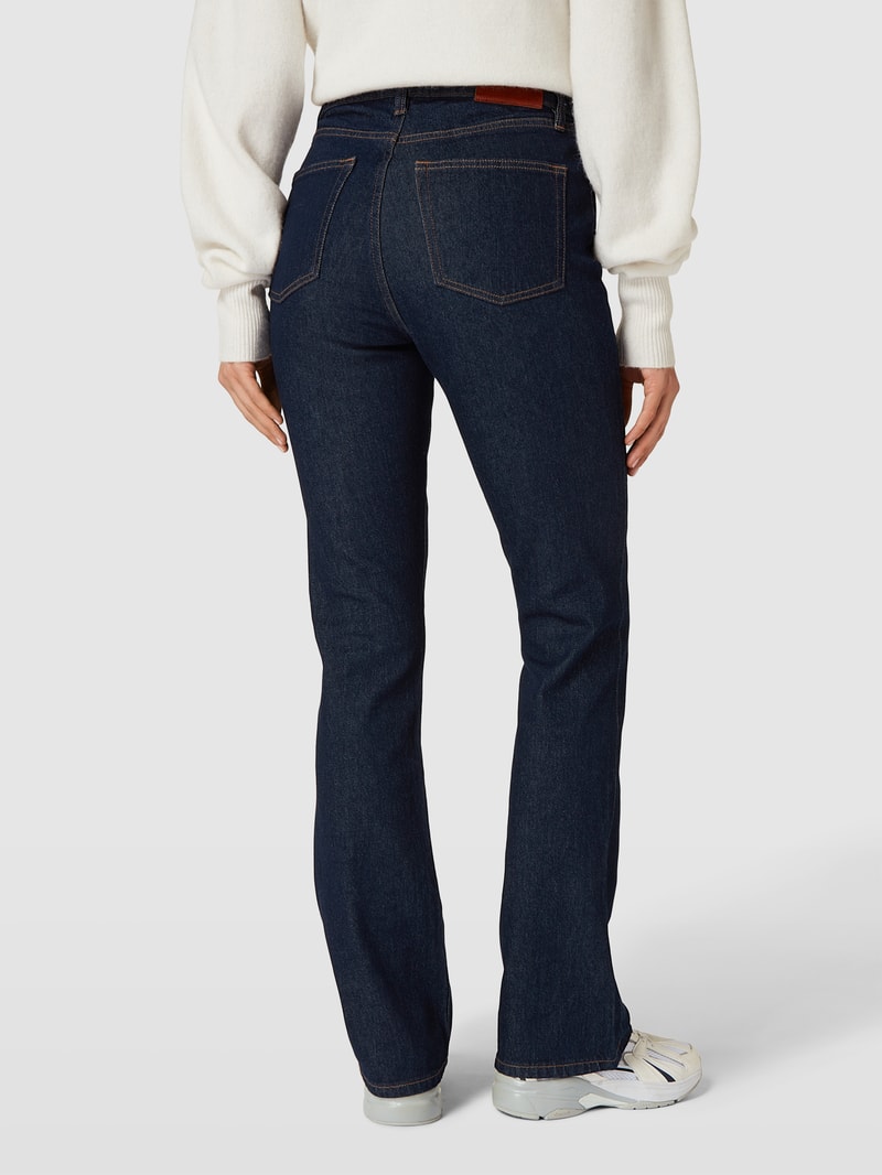 Jeans mit Label-Patch Modell 'HIGHRISE' in marineblau