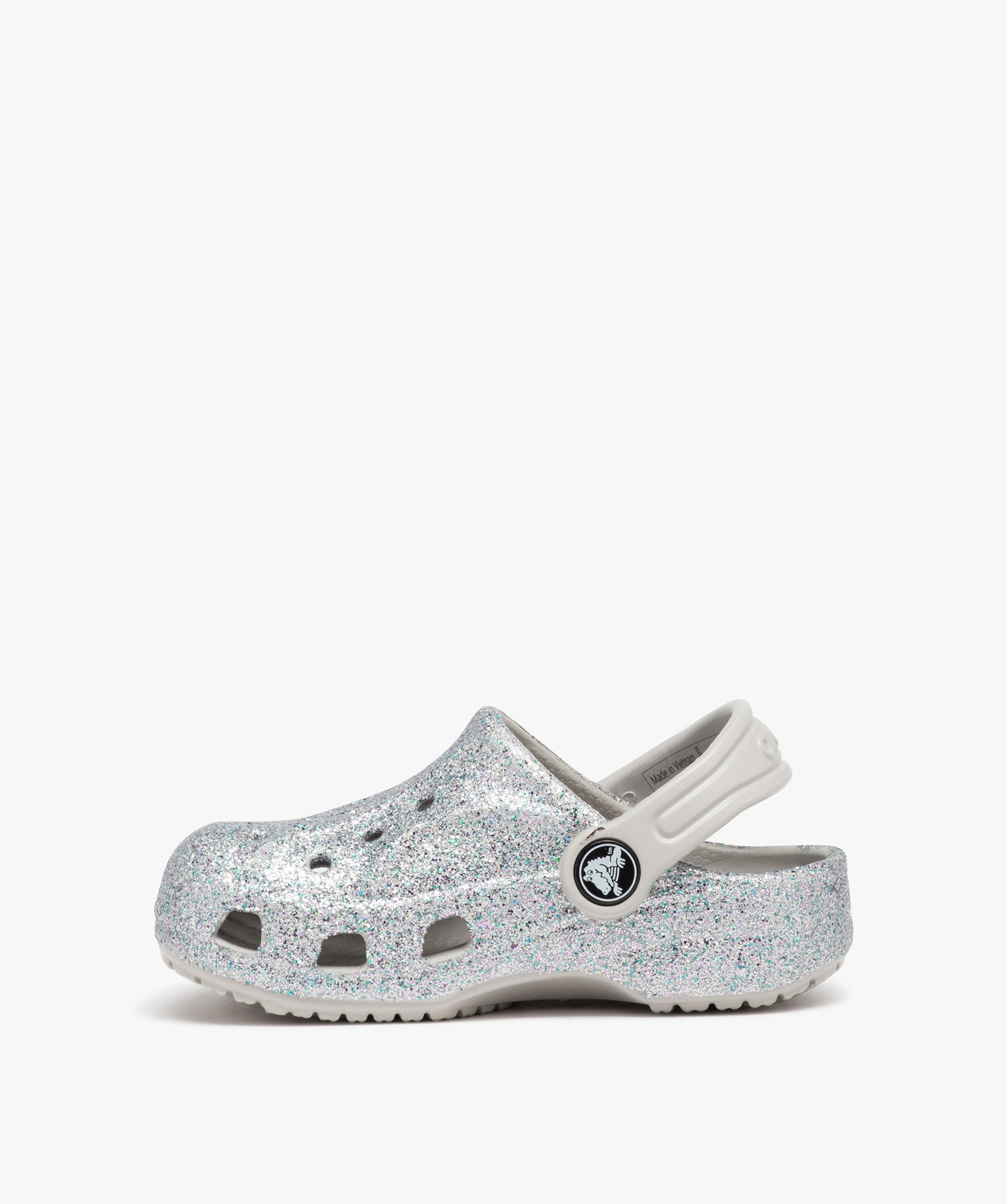 Sabots souples plage fille unis à paillettes - Crocs argent | GEMO