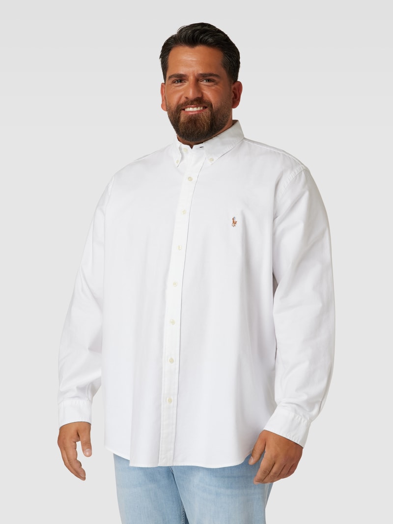 PLUS SIZE Freizeithemd mit Label-Stitching in weiß