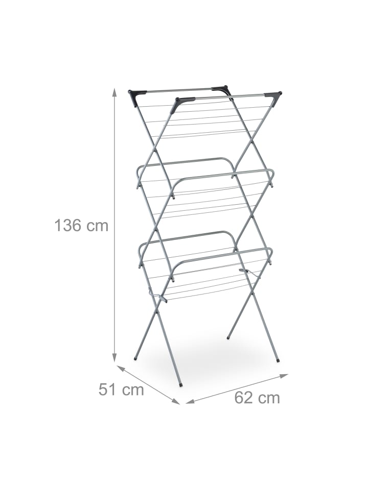 relaxdays Wäscheständer in Grau - (B)62 x (H)136 x (T)51 cm günstig kaufen onesize