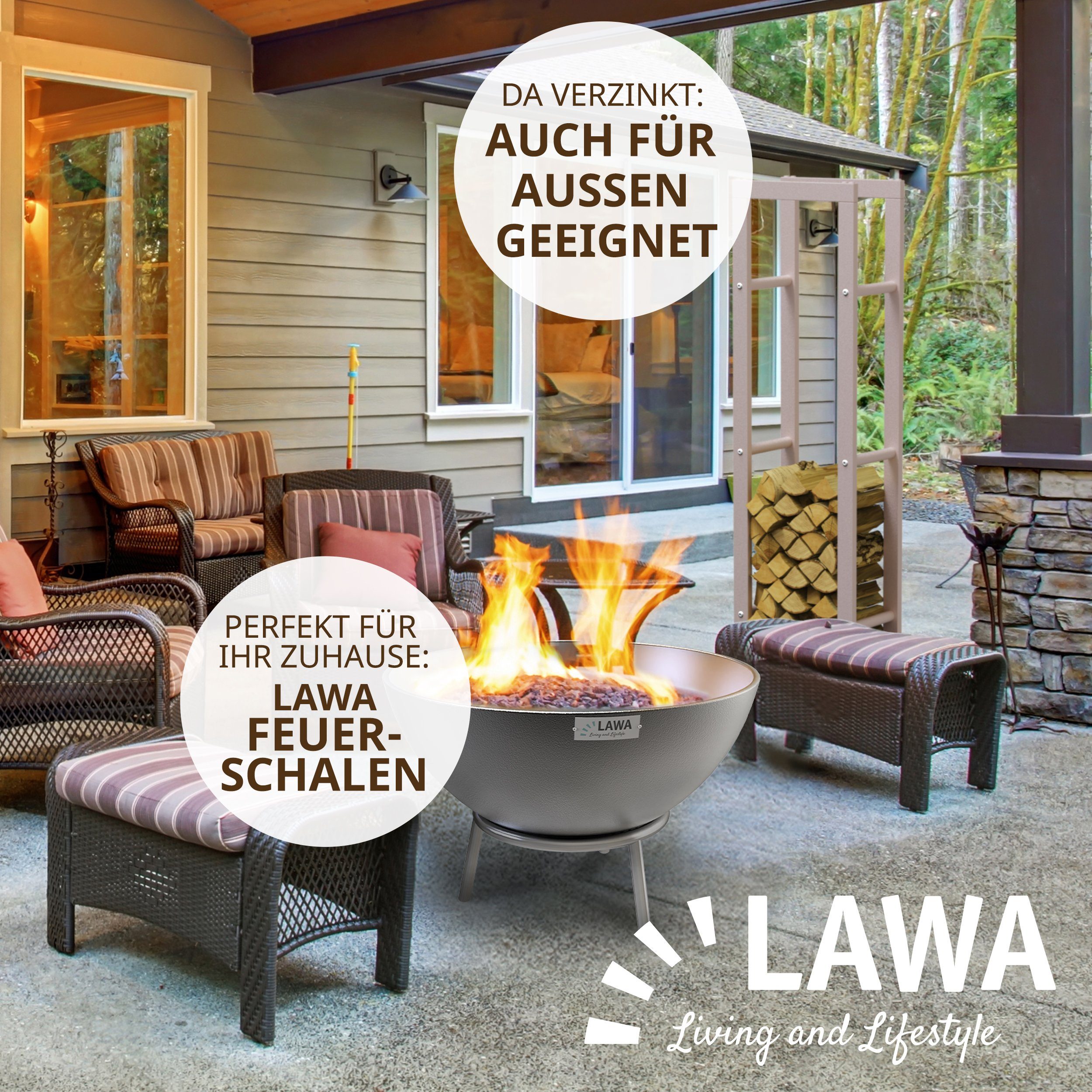 LAWA Living and Lifestyle Kaminholzregal Metall Feuerholzregal innen Kaminholzhalter Stapelhilfe Brennholz, BxTxH:40x25x150 cm, verzinkt, pulverbeschichtet, stehend, liegend, BEIGE / CREMEWEIß