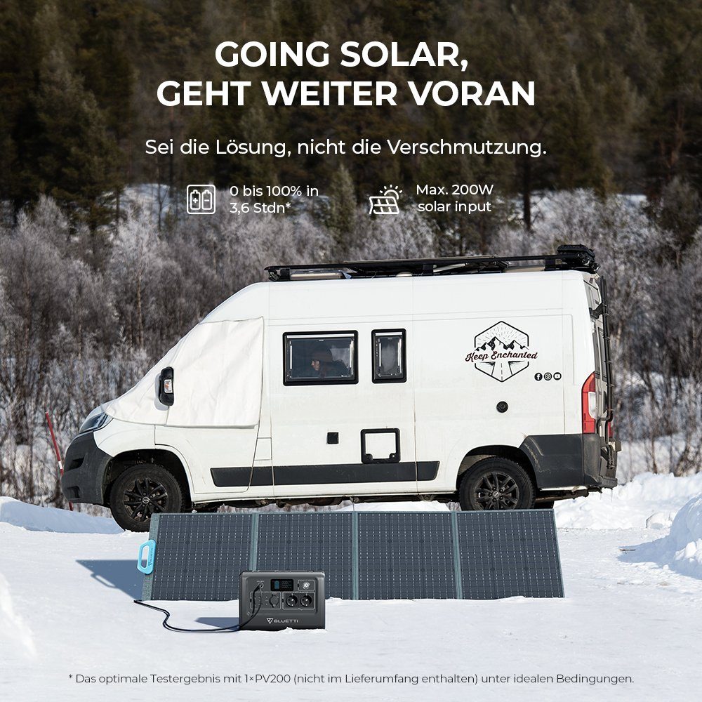BLUETTI Stromerzeuger EB70 mit 120W Solar Stromgenerator Kit, 1,00 in kW, (mit PV120 Solarpanel, 3-tlg., 1000W/716Wh LiFePO4 Batterie), für Outdoor Camping, Off-Grid, Blackout