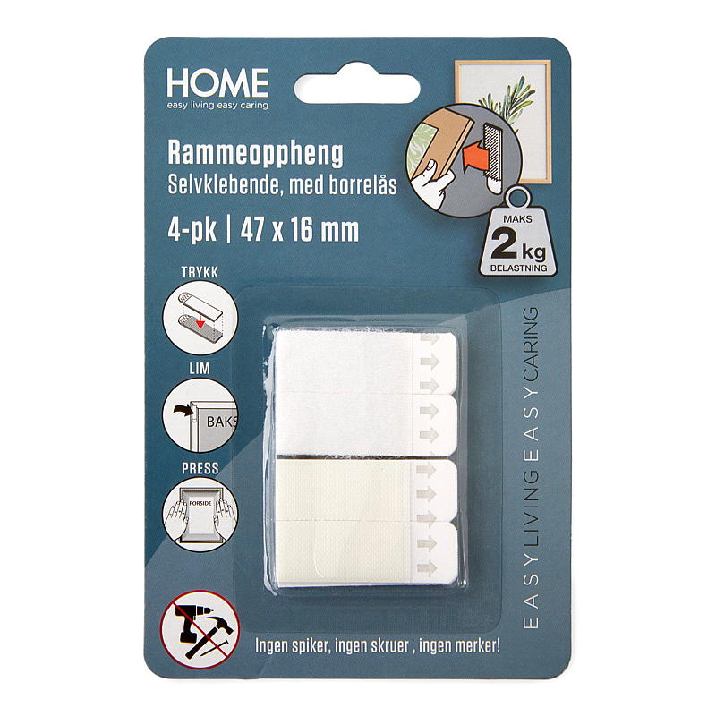 Home Rammeoppheng 4 stk 47x16 mm, borrelås