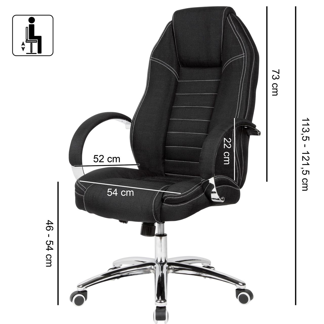 Amstyle Drehstuhl 122 x 69 x 65 cm Schwarz