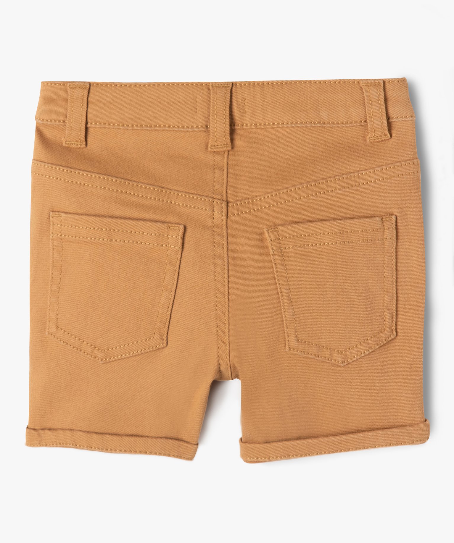 Short bébé Garçon slim en toile extensible unie marron | GEMO