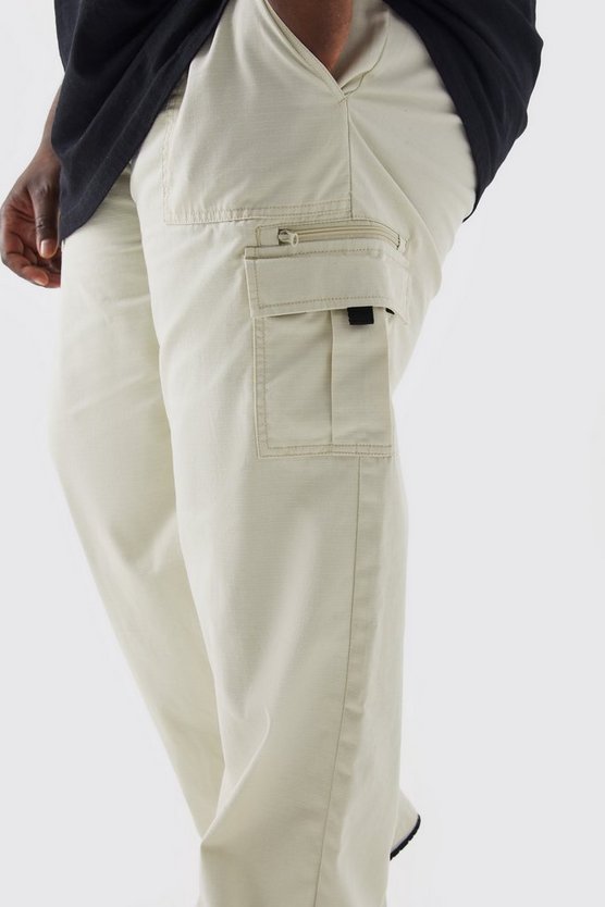 Plus elastische Ripstop Cargo-Hose mit Reißverschluss