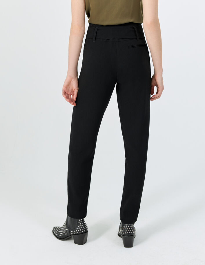 Pantalon en crêpe noir taille haute femme