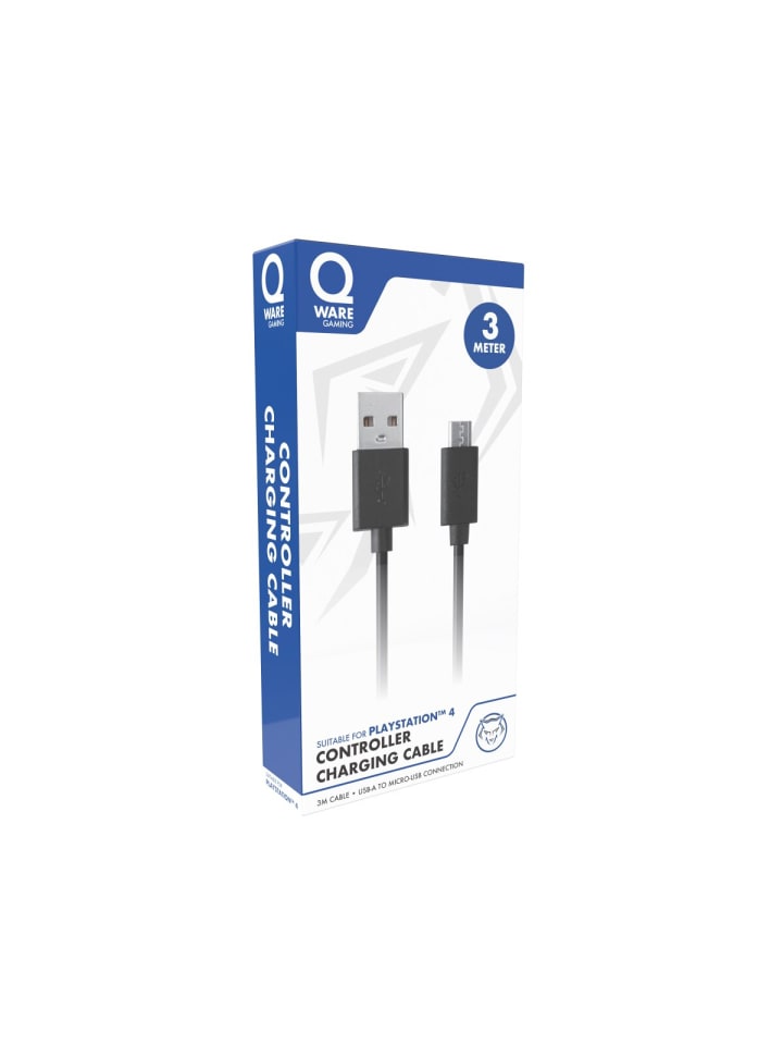 COFI 1453 Qware USB Kabel 3m – Ladekabel kompatibel mit PlayStation 4 in Schwarz günstig kaufen onesize