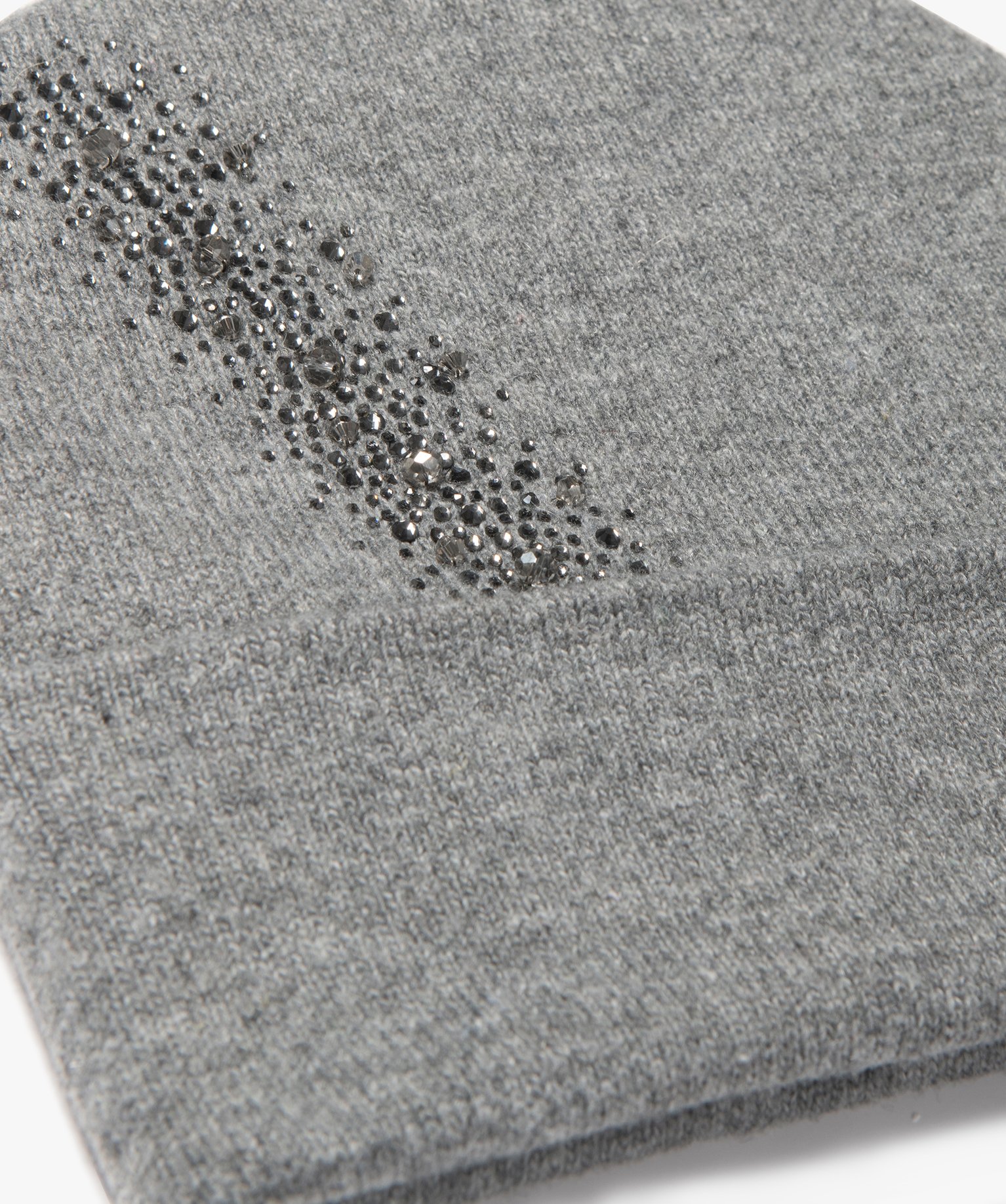 Bonnet femme en laine avec décor strass gris | GEMO