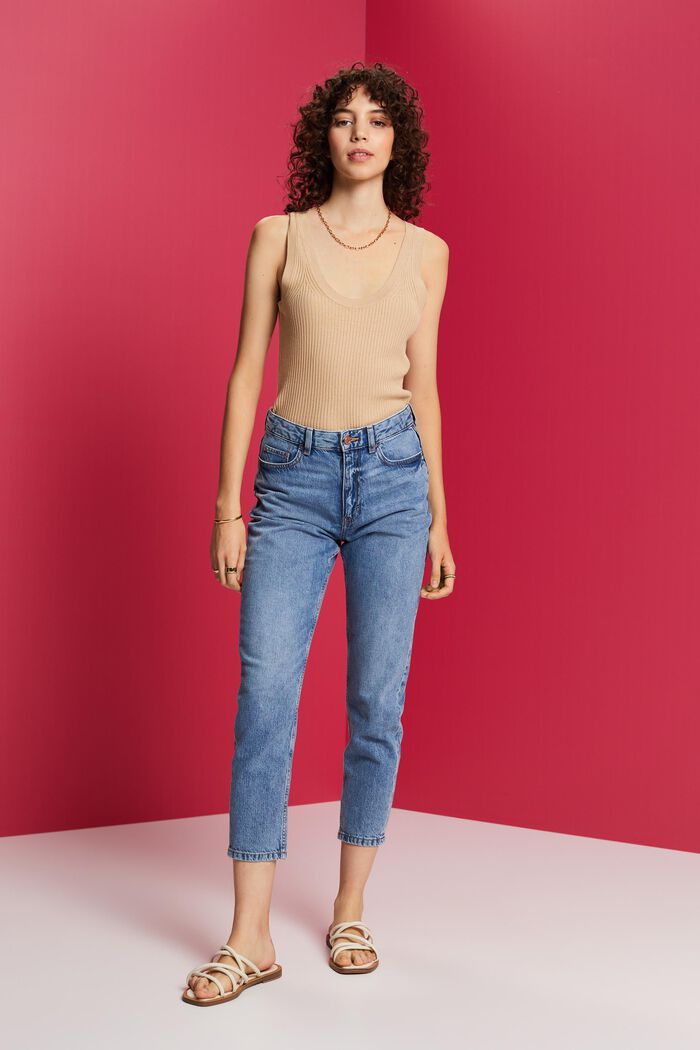Mom-Jeans mit hohem Bund, Baumwollmix