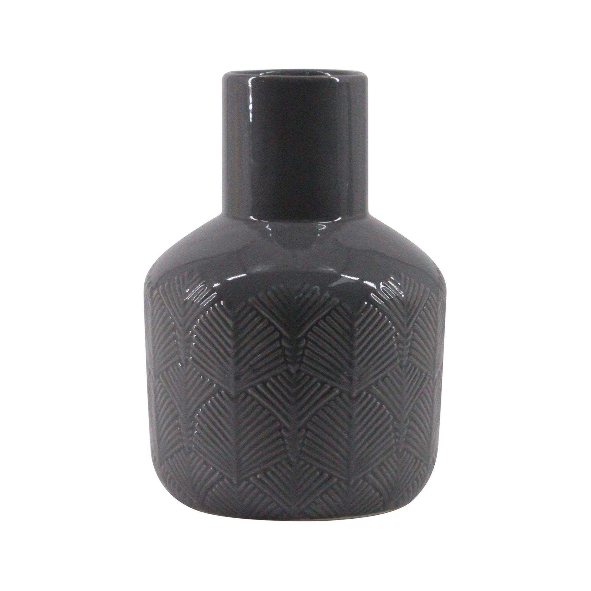 Vase céramique, motifs feuilles
