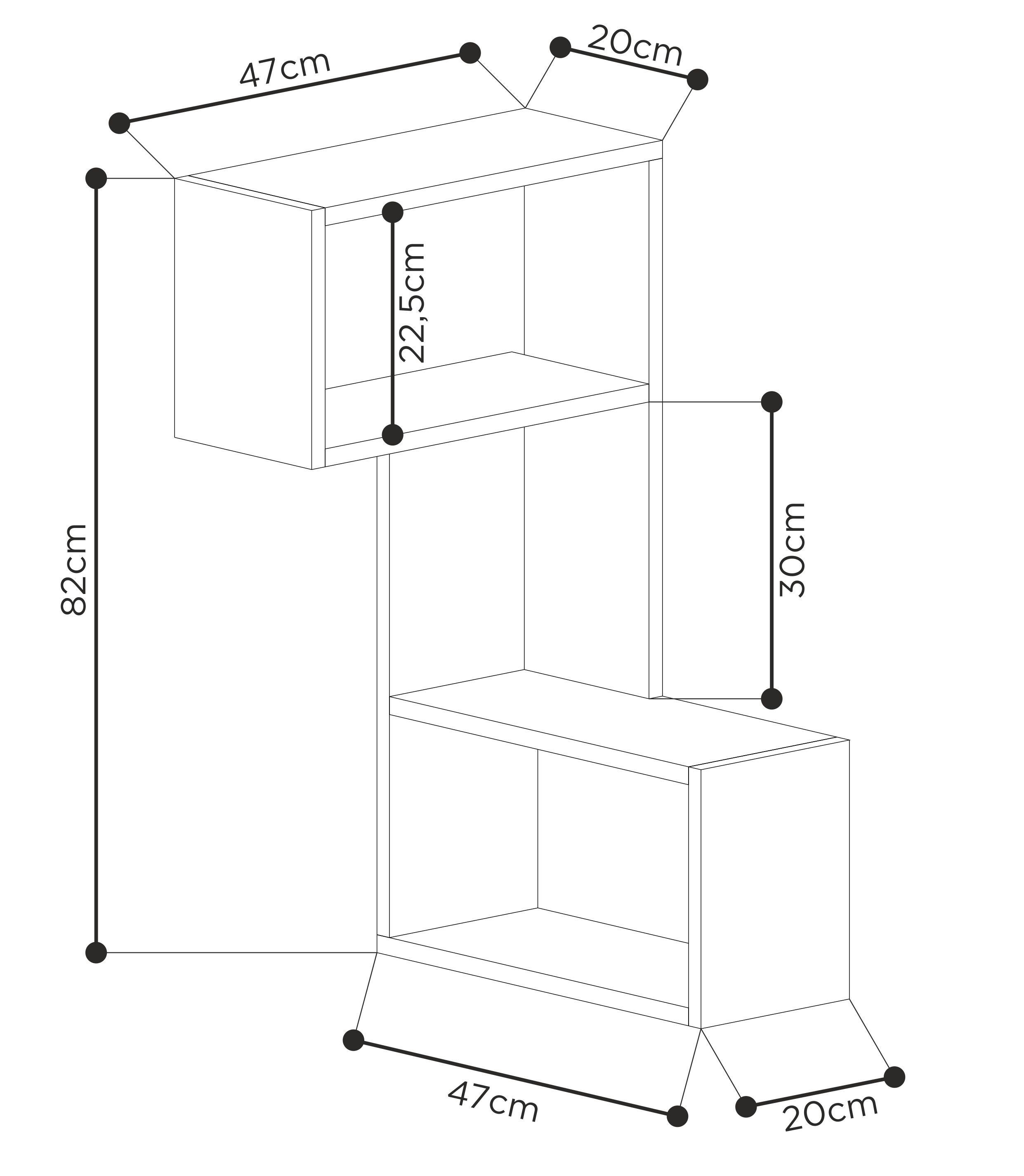 Decortie Eckregal Part, Modernes Wandregal, 67 x 47 x 82 cm