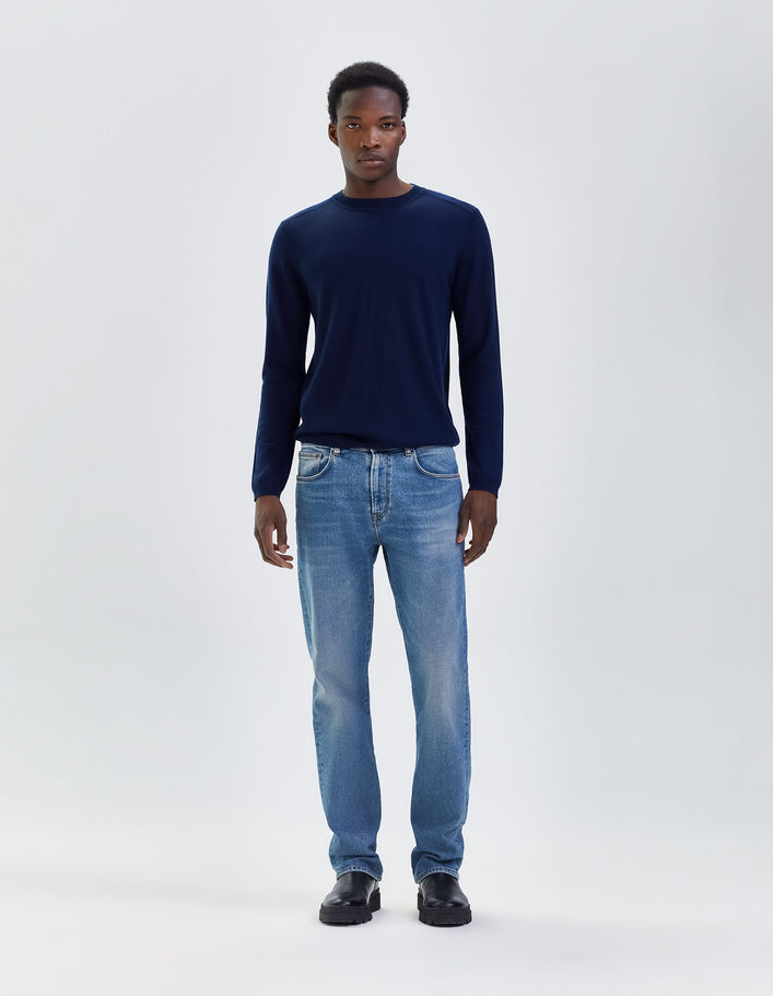 Pull marine tricot 100% laine Homme
