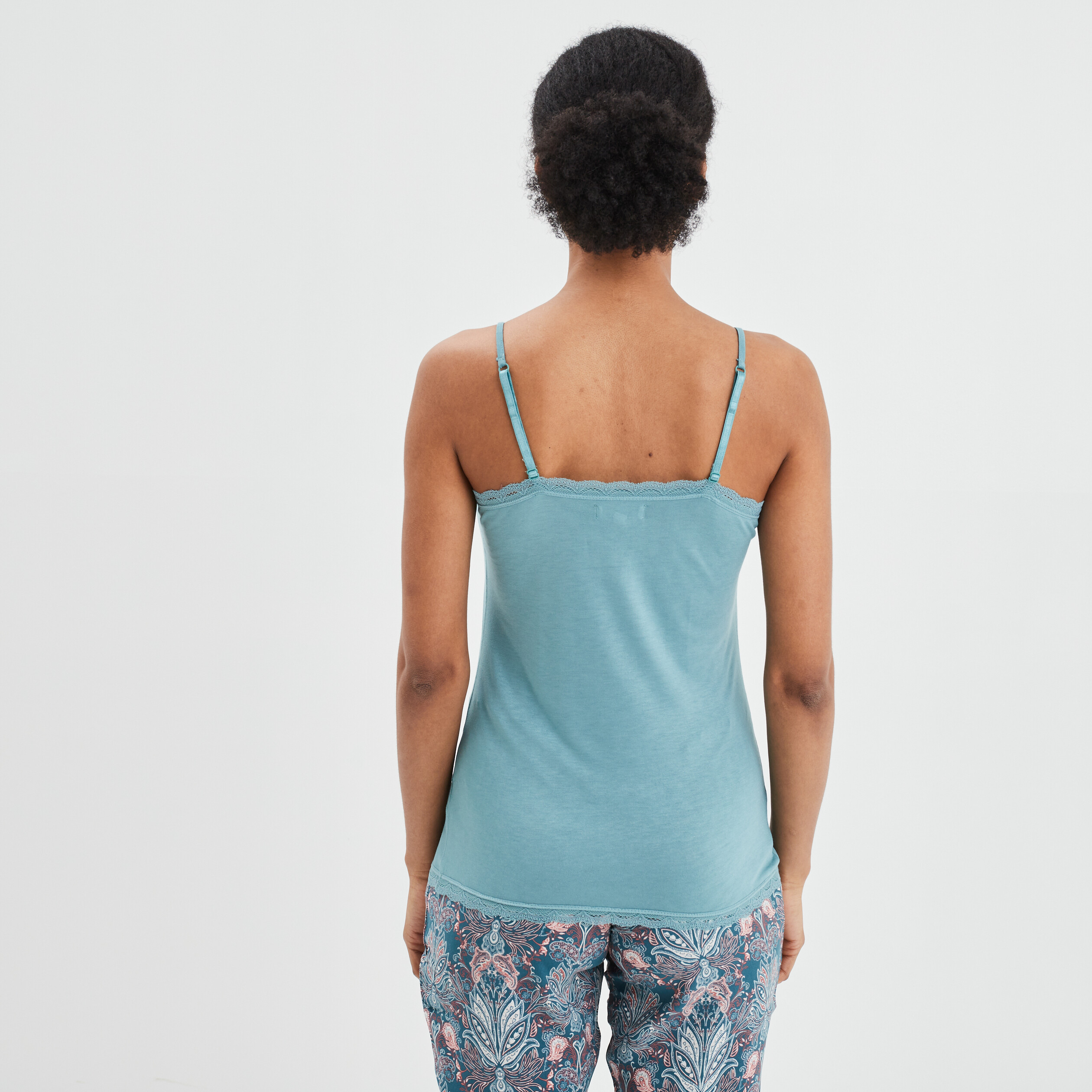 Haut de pyjama débardeur col V bleu gris femme | La Halle