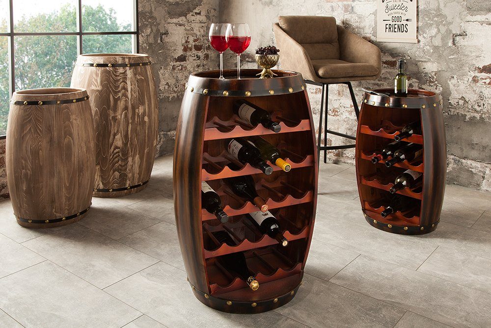 riess-ambiente Weinregal BODEGA 80cm coffee, Einzelartikel 1-tlg., Holz · Flaschen · Fass · Pinie