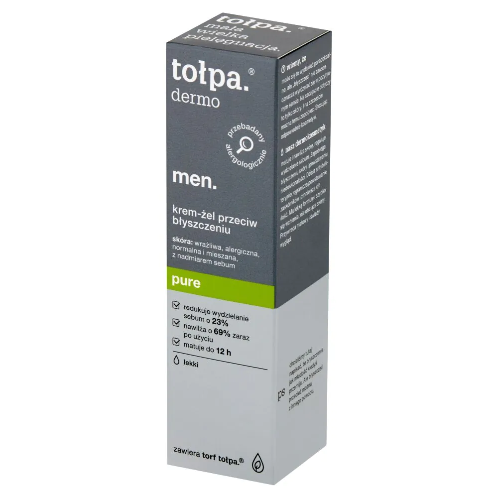 Ενυδατική κρέμα-τζελ Tołpa Men 20+ για ματ όψη