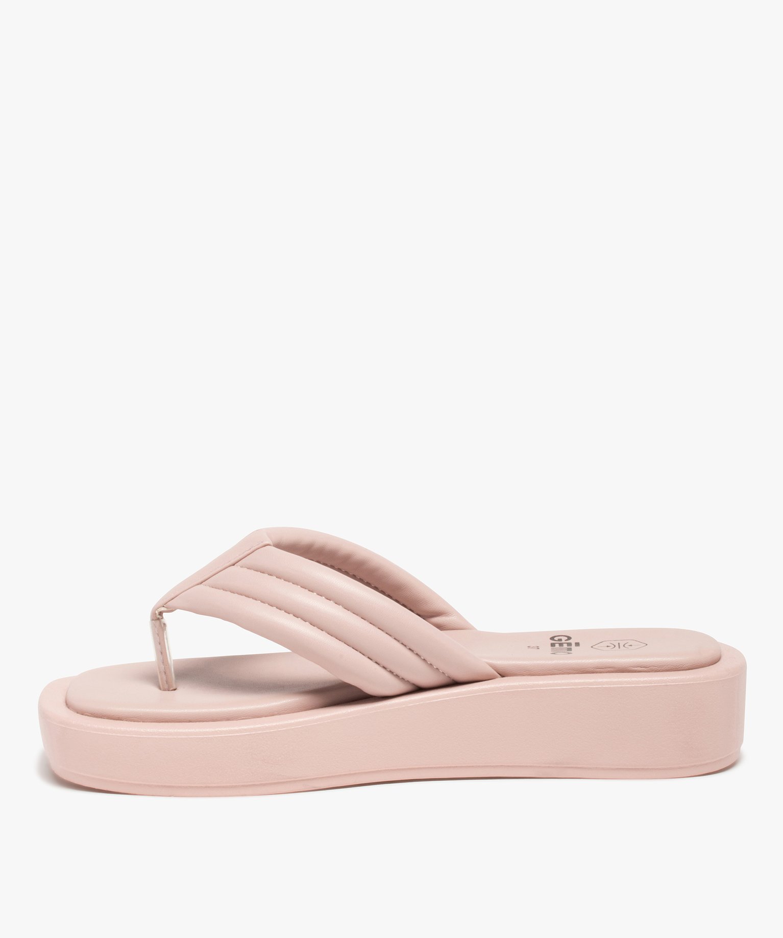 Tongs femme à semelle plateforme et brides rembourrées rose | GEMO