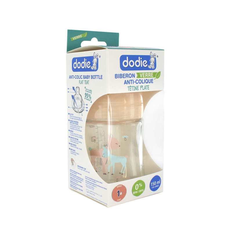 Biberon en verre 0-6 mois 150 ml anti colique Biche Dodie