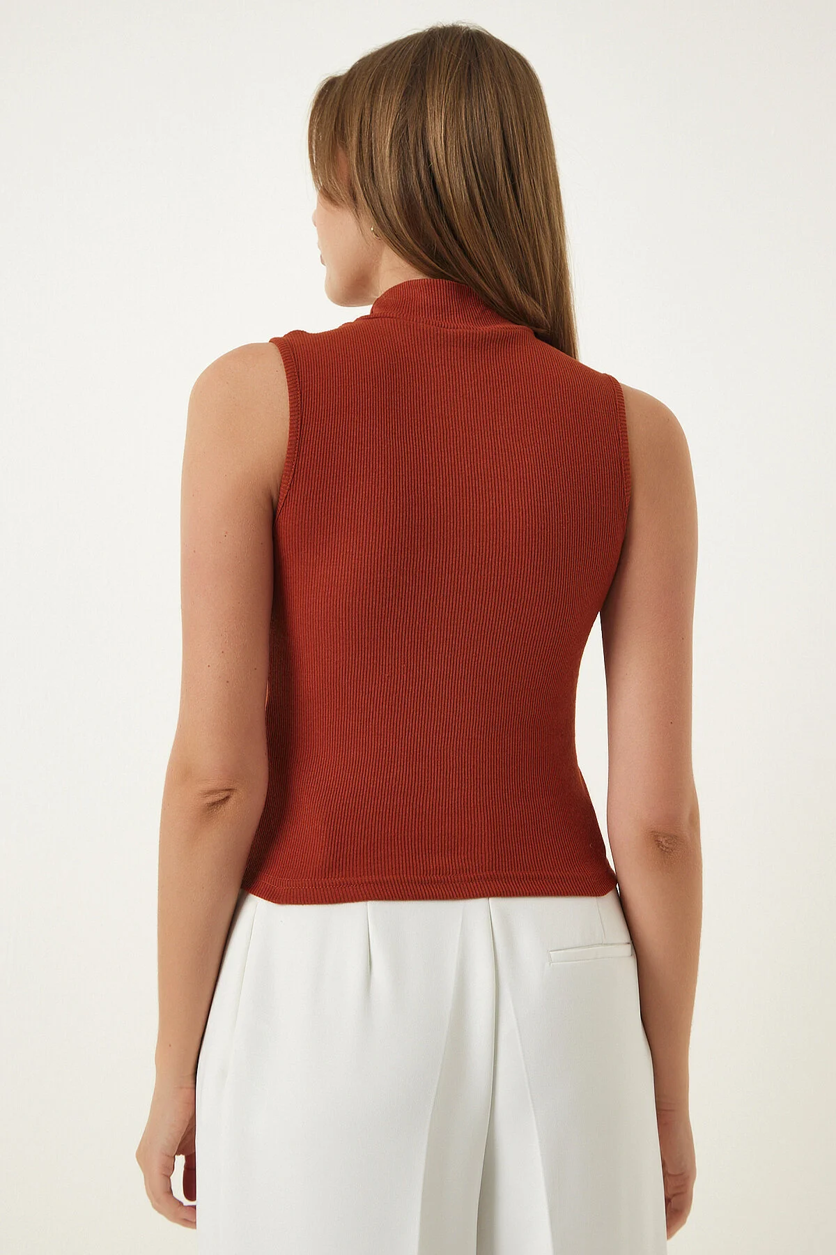 Happiness İstanbul  Damen Rollkragenpullover ärmellos 2er-Pack Strickbluse in Tile Cream GT00012