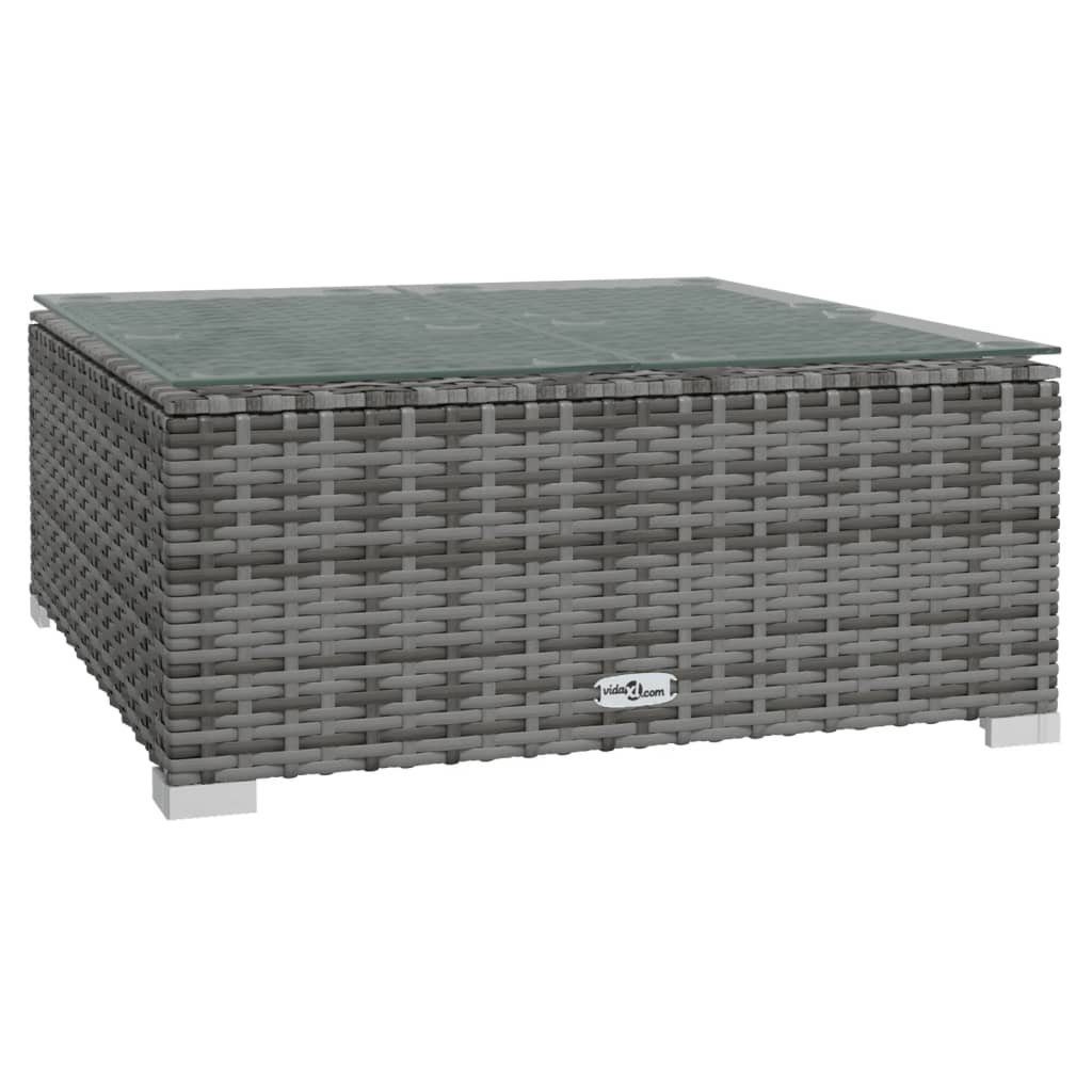 vidaXL Loungesofa Garten-Couchtisch Grau 60x60x30 cm Poly Rattan und Glas, 1 Teile