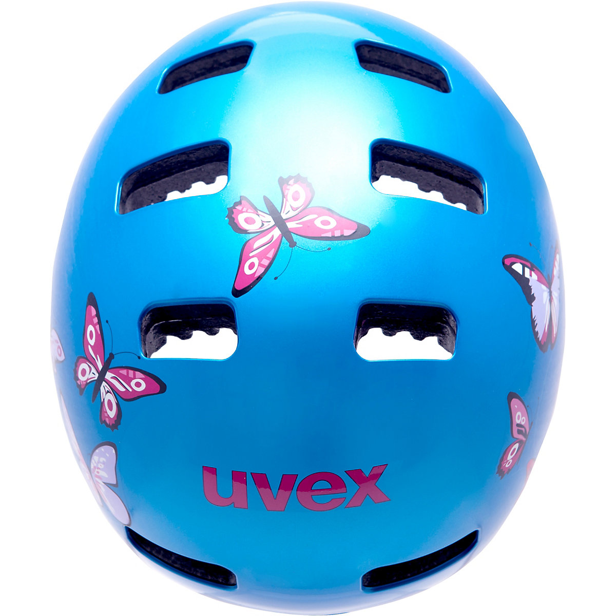 Fahrradhelm kid 3 butterfly, metallicblau
