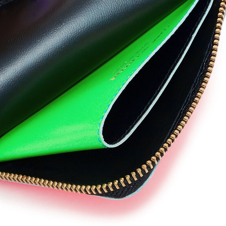 Comme des Garcons Wallet Super Fluo Leather Line orange/blue
