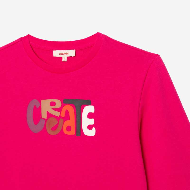 Robe sweat fille message rose en coton recyclé Catimini