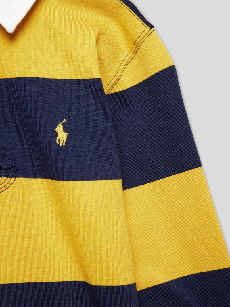 Poloshirt mit Blockstreifen in marineblau
