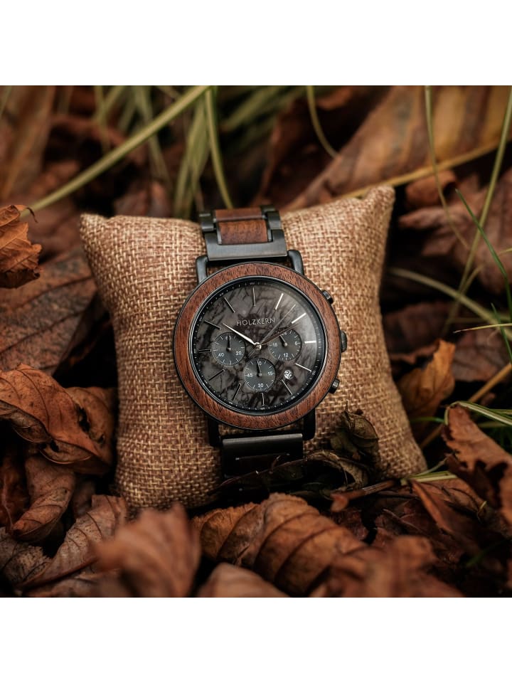 Holzkern Herrenuhr Quarz Chronograph Askja Walnuss/Marmor Anthrazit günstig kaufen onesize