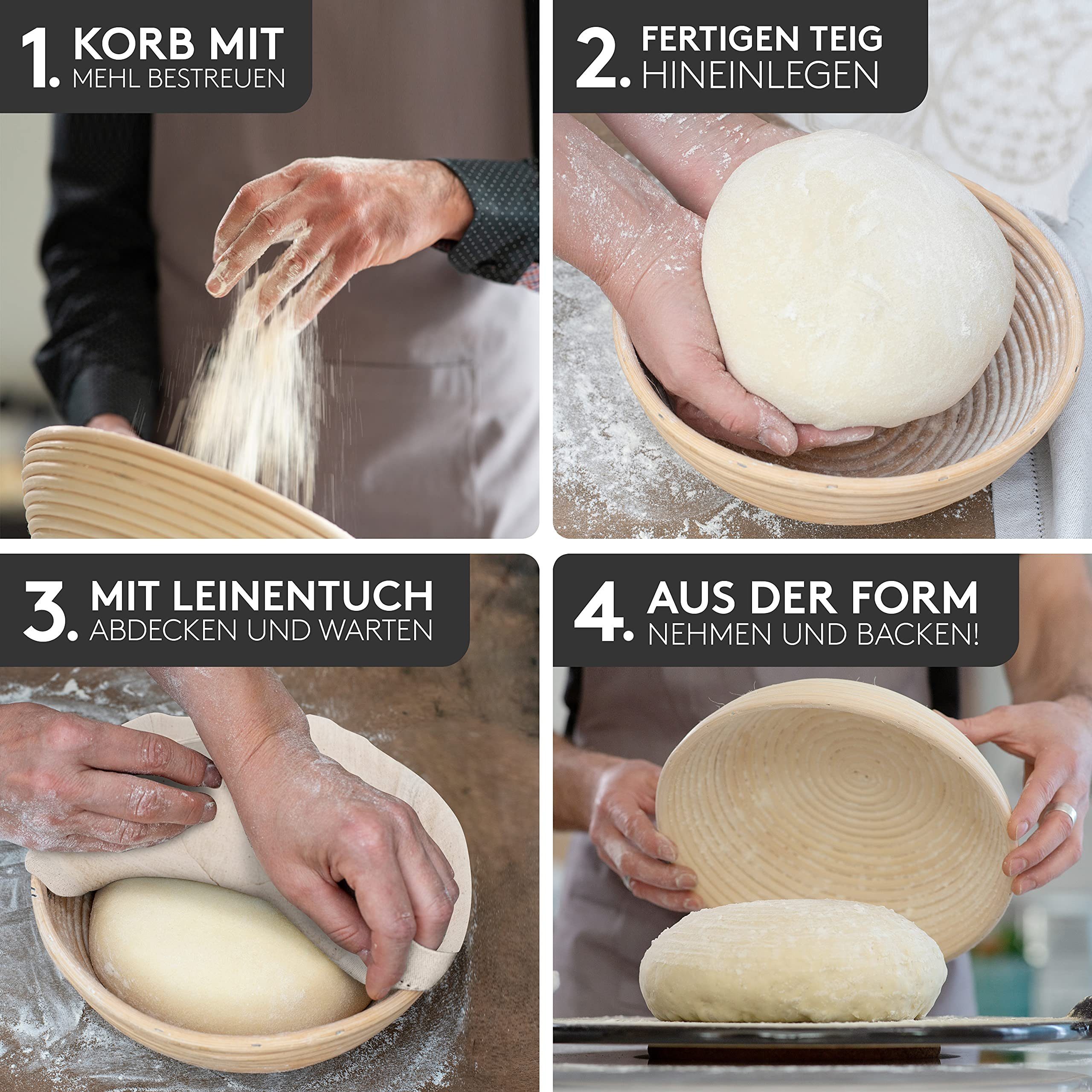 Liebspecht Gärkorb Gärkorb - Peddigrohr mit waschbarem Leineneinsatz, Oval 35cm Rattan & Korb