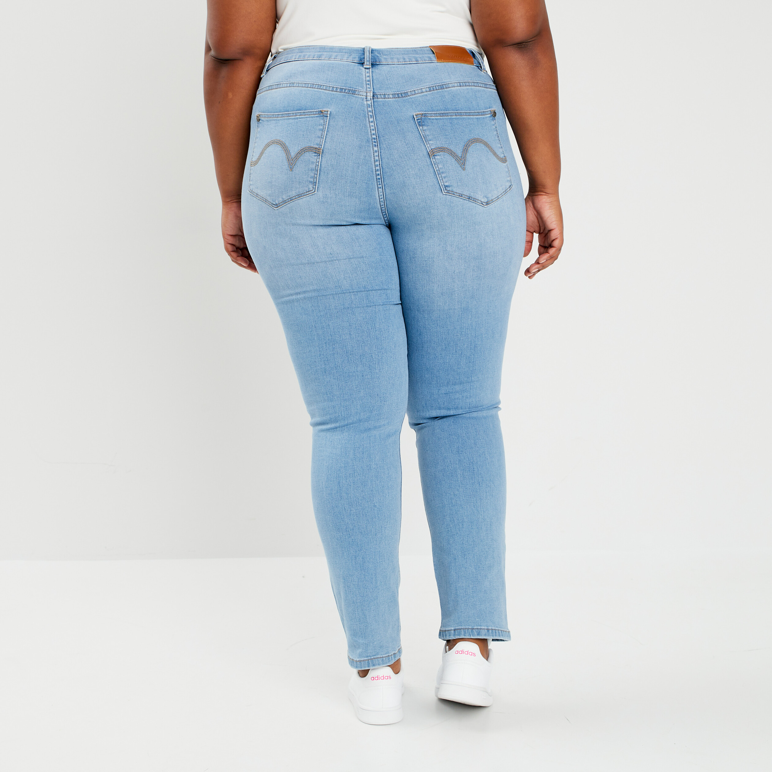 Jeans slim taille haute denim double stone femme grande taille | La Halle
