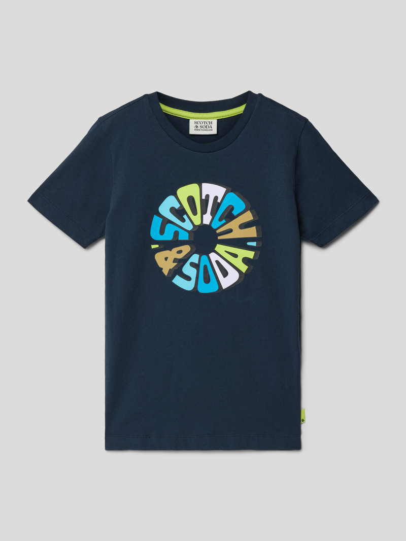 T-Shirt mit Label-Print in marineblau