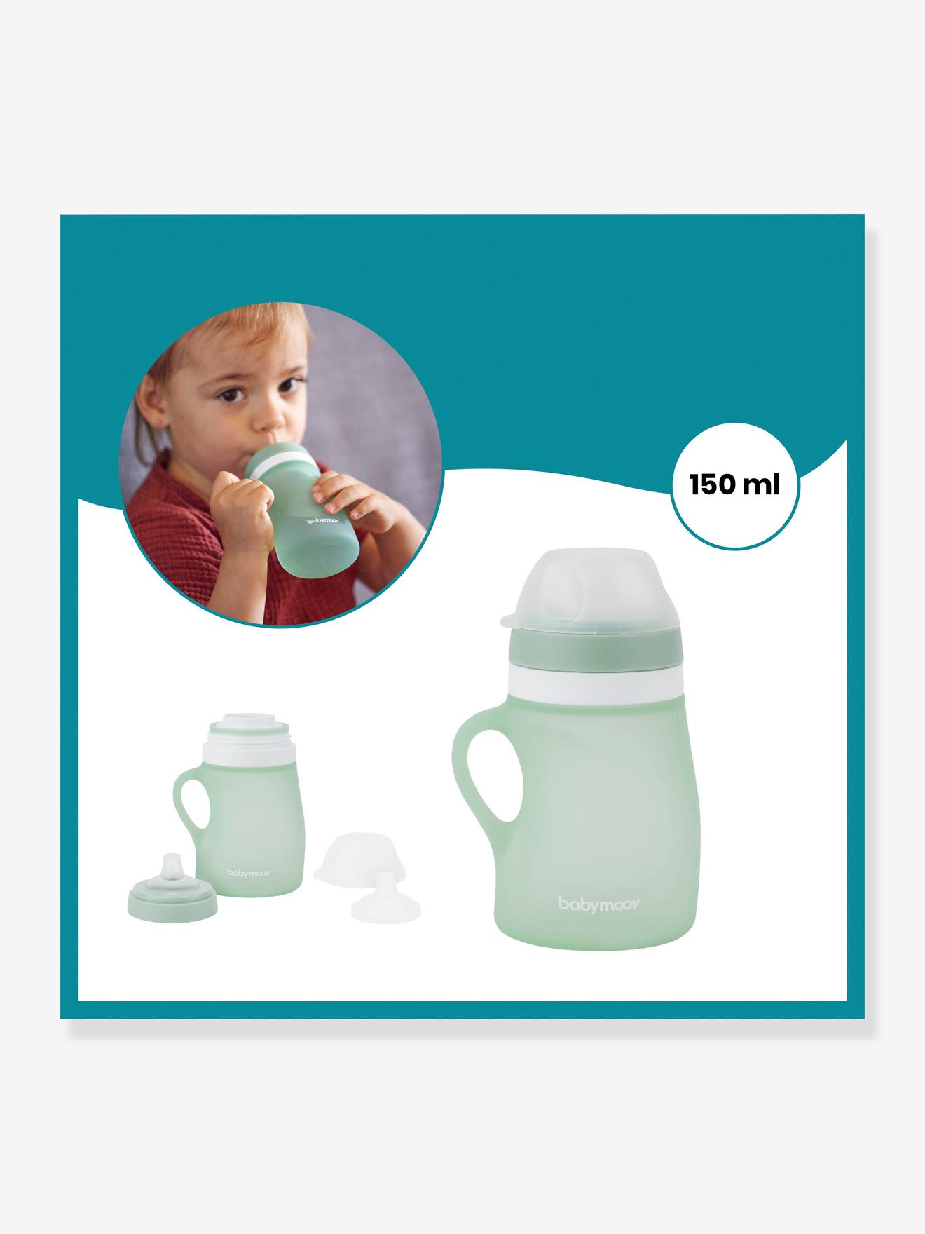 Kit repas silicone BABYMOOV Grow’Isy vert/terracotta