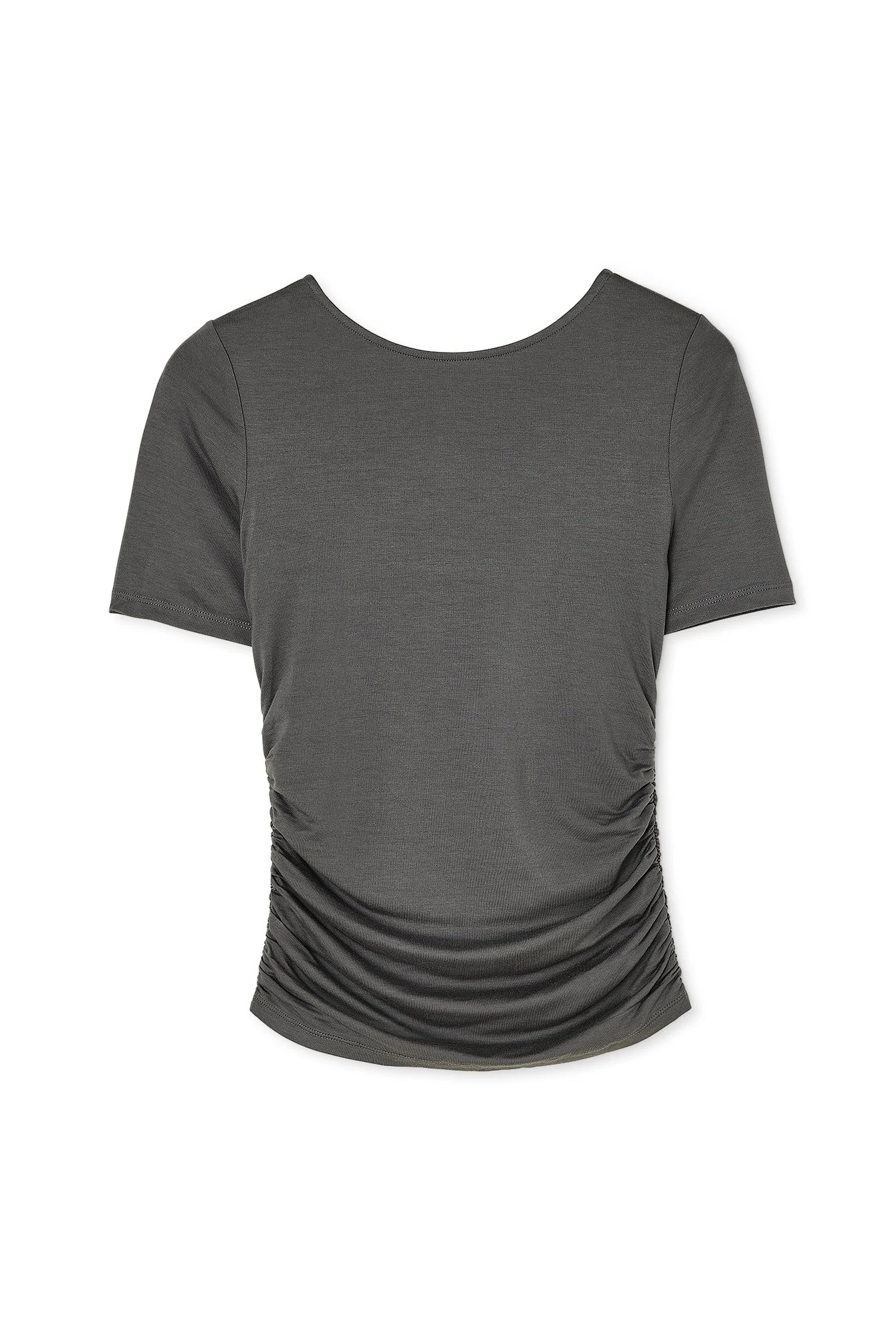 Soft Line Open Back Rouched Top