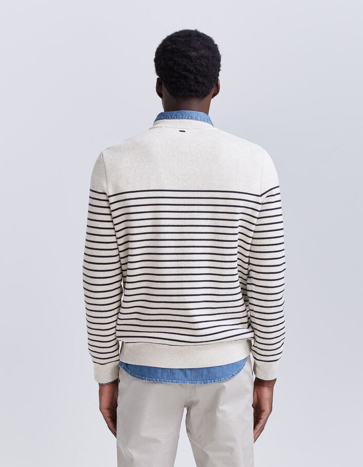 Pull marinière coloris naturel à col zippé Homme
