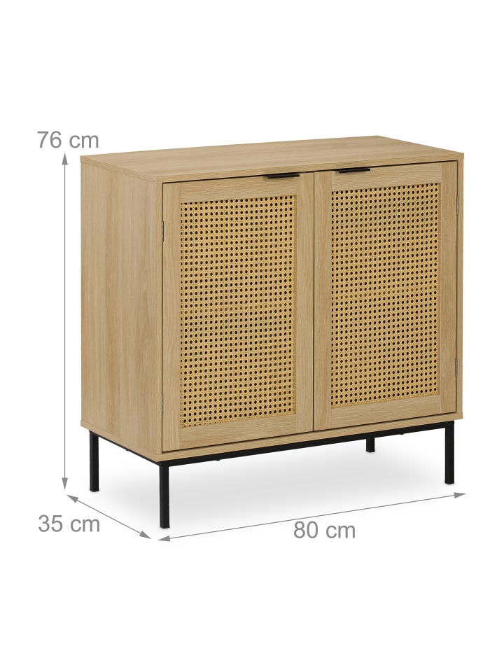 relaxdays Sideboard in Natur/ Schwarz - (B)80 x (H)76 x (T)35 cm günstig kaufen onesize