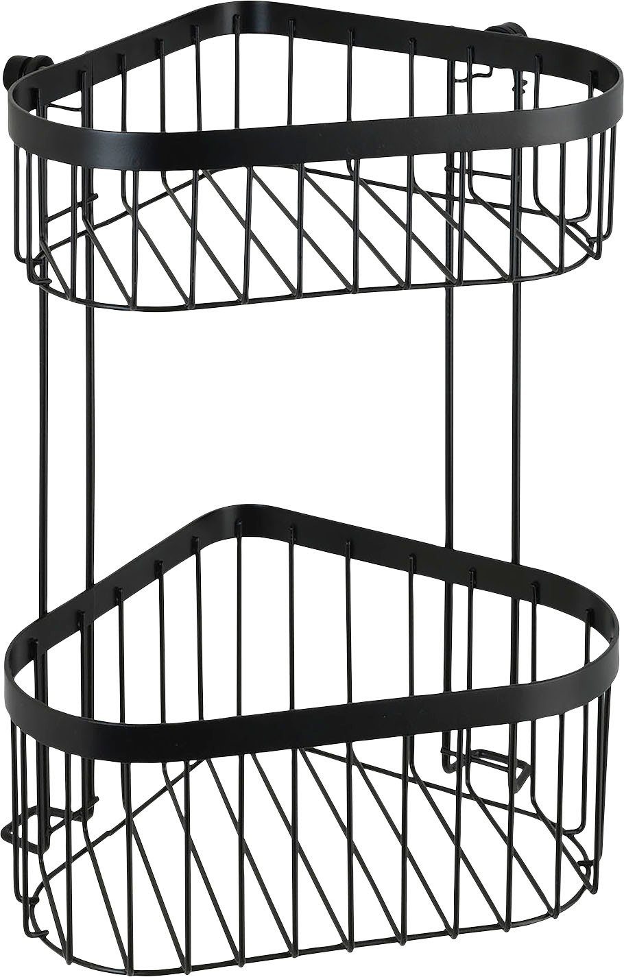 WENKO Eckregal Classic Plus Black, 1 Ablage, 1 Korb
