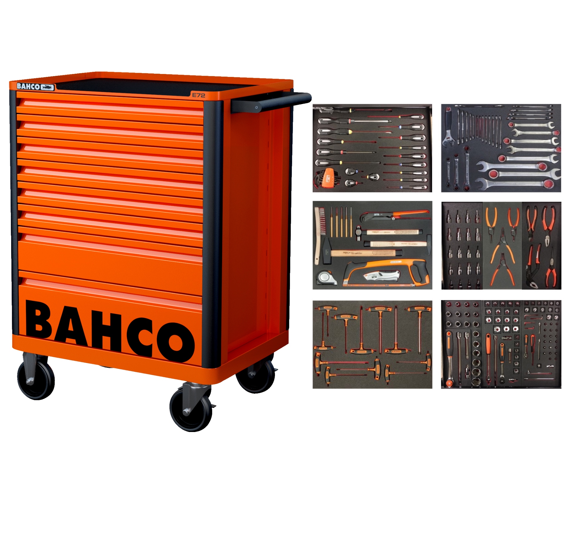 Bahco 1472K8-FULL6 Werkzeugwagen Orange 205-teilig