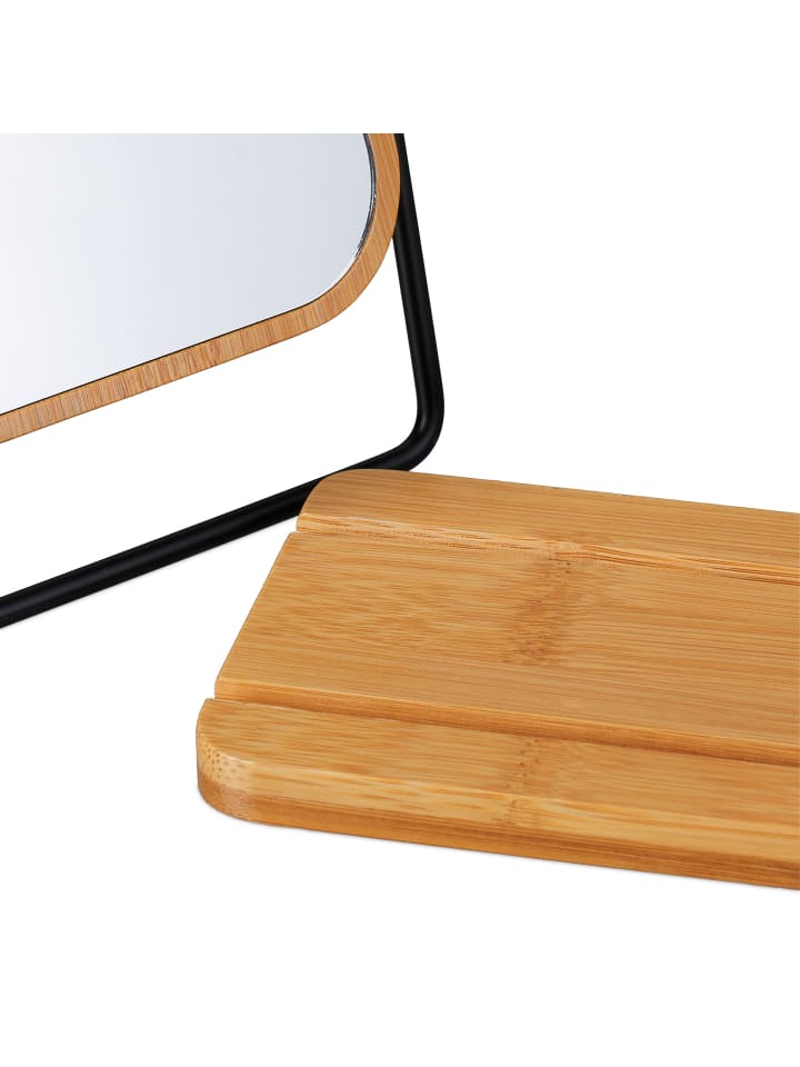 relaxdays Tischspiegel in Natur/ Schwarz - (B)14,5 x (H)23 x (T)10 cm günstig kaufen onesize