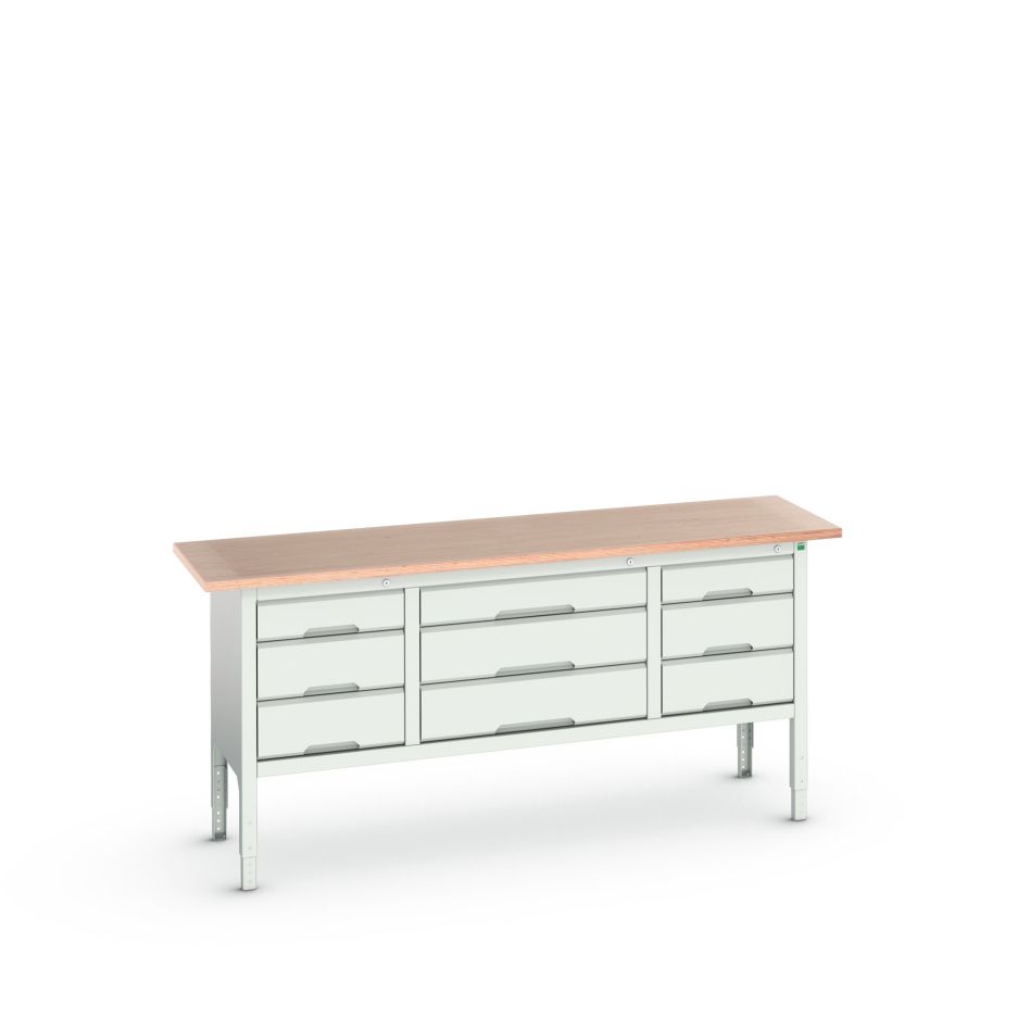 Bott 16923033.16 Verso podesivi radni sto 2000x600x830-930mm Šperploča 9 fioka RAL 7035