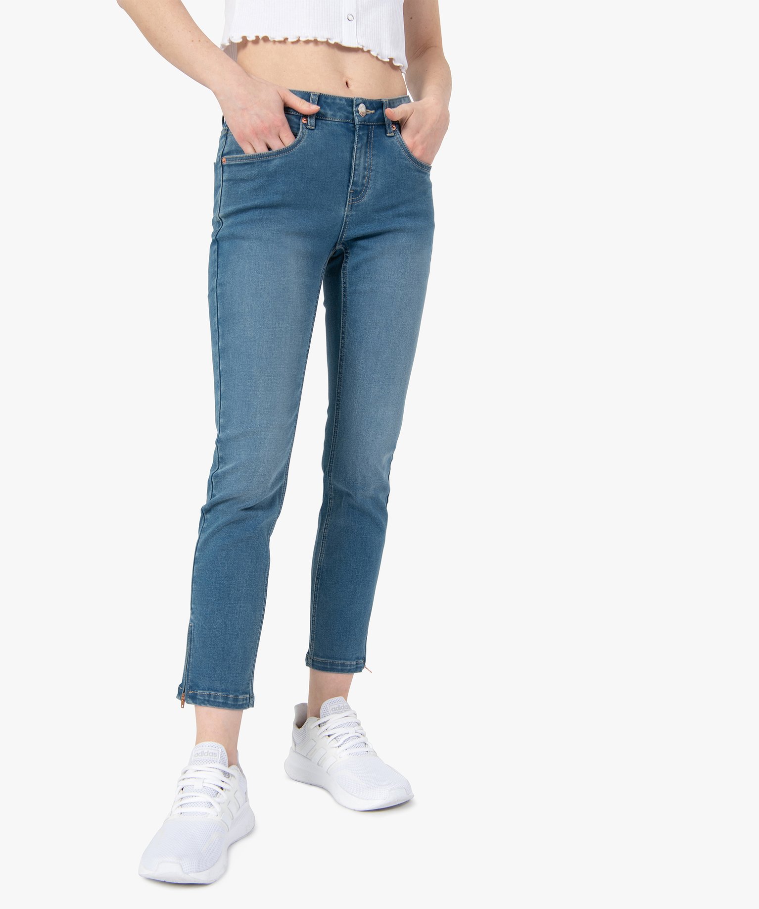 Jean femme coupe skinny longueur 7/8ème stone | GEMO